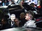Argentine President Javier Milei waving to a crowd in Buenos Aires on Sunday. Argentine President Javier Milei waving to a crowd in Buenos Aires on Sunday.