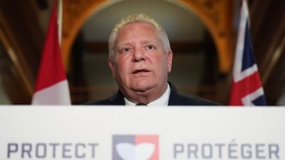Ontario Premier Doug Ford speaks to the media during a press conference at Queen's Park in Toronto on Monday. (AP) Ontario Premier Doug Ford speaks to the media during a press conference at Queen's Park in Toronto on Monday. (AP)