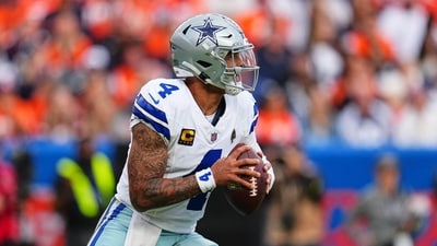 Dallas Cowboys quarterback Dak Prescott (4) drops back to pass in the second half against the Denver Broncos (AP) Dallas Cowboys quarterback Dak Prescott (4) drops back to pass in the second half against the Denver Broncos (AP)