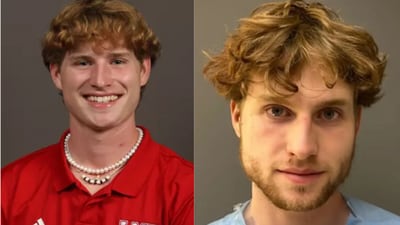 Dalton Lee Janiczek, 21-year-old son of top lawyer arrested for mowing down police officer. (LMU Athletics and Montgomery County DA)