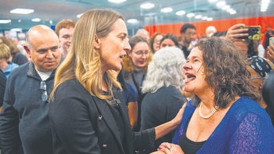 Democratic candidate for New Jersey governor Mikie Sherrill speaks to a crowd on October 11. (Getty Images)
