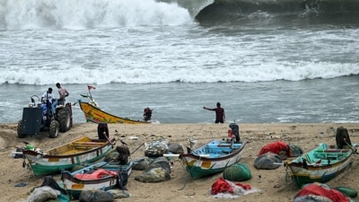 Andhra Pradesh, Odisha and Tamil Nadu are reviewing preparations ahead of Cyclone Montha's landfall. (AFP) Andhra Pradesh, Odisha and Tamil Nadu are reviewing preparations ahead of Cyclone Montha's landfall. (AFP)