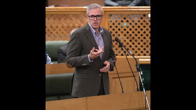 J&K CM Omar Abdullah during the autumn assembly session in Srinagar on Monday. (Waseem Andrabi /HT) J&K CM Omar Abdullah during the autumn assembly session in Srinagar on Monday. (Waseem Andrabi /HT)