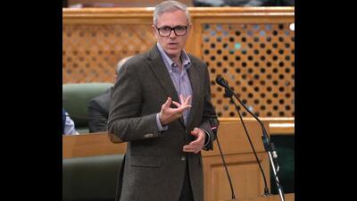 J&K chief minister Omar Abdullah during the autumn session of J&K assembly in Srinagar on Monday. (Waseem Andrabi /HT)