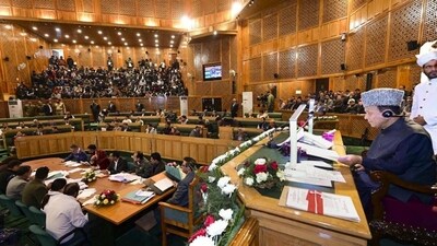 Jammu and Kashmir Speaker Abdul Rahim Rather conducts proceedings during the autumn session of the assembly in Srinagar on Monday. ((PTI Photo)) Jammu and Kashmir Speaker Abdul Rahim Rather conducts proceedings during the autumn session of the assembly in Srinagar on Monday. ((PTI Photo))