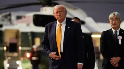 Trump’s trip will begin with a meeting with Japanese Emperor Naruhito on Monday in the Imperial Palace in Tokyo.. (AP)