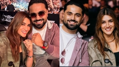 Kriti Sanon and rumoured boyfriend Kabir Bahia posed fpr photos at the UFC 321 in Abu Dhabi. Kriti Sanon and rumoured boyfriend Kabir Bahia posed fpr photos at the UFC 321 in Abu Dhabi.