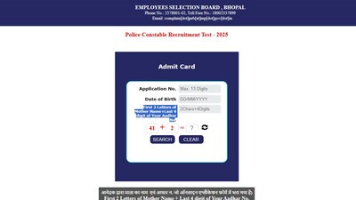 MP Police Constable Admit Card 2025 is out at esb.mp.gov.in. The direct link to download hall tickets is given here.