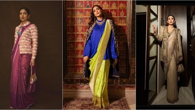 The saree-with-jacket look is redefining how Indian women wear tradition. The saree-with-jacket look is redefining how Indian women wear tradition.
