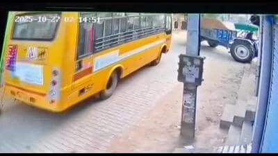 Six-year-old Yashika was flung by a tractor and crushed under her bus minutes after stepping out to go to school; both vehicles seized. (HT) Six-year-old Yashika was flung by a tractor and crushed under her bus minutes after stepping out to go to school; both vehicles seized. (HT)