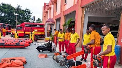The fire department remains on high alert in Odisha on Monday. (ANI) The fire department remains on high alert in Odisha on Monday. (ANI)