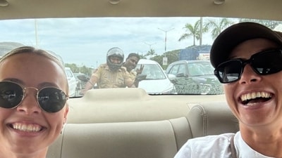 Australia all-rounder Ashleigh Gardner and her partner were escorted by police to a cafe in Mumbai. (Monica - Instagram) Australia all-rounder Ashleigh Gardner and her partner were escorted by police to a cafe in Mumbai. (Monica - Instagram)