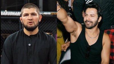 Varun Dhawan met Khabib Nurmagomedov at the Abu Dhabi event. Varun Dhawan met Khabib Nurmagomedov at the Abu Dhabi event.