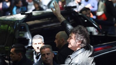 Argentine President Javier Milei waving to a crowd in Buenos Aires on Sunday. Argentine President Javier Milei waving to a crowd in Buenos Aires on Sunday.
