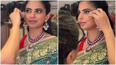 Isha Ambani's jaw-dropping necklace for Diwali 2025. Isha Ambani's jaw-dropping necklace for Diwali 2025.