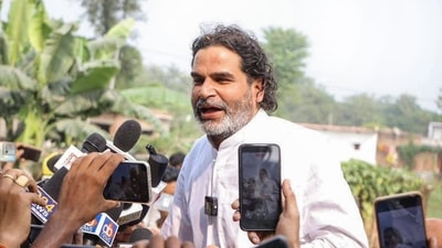 Jan Suraaj chief Prashant Kishor speaks to the media amid campaign for Bihar assembly poll (PTI) Jan Suraaj chief Prashant Kishor speaks to the media amid campaign for Bihar assembly poll (PTI)