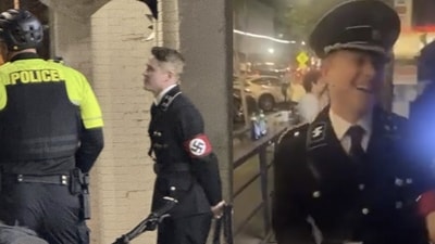 Kenneth Leland Morgan was seen dressing up as a Nazi. (X/@talk2trav) Kenneth Leland Morgan was seen dressing up as a Nazi. (X/@talk2trav)
