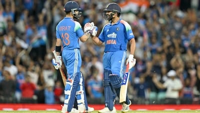 India's Rohit Sharma (R) and Virat Kohli celebrate their win in the third ODI against Australia. (AFP) India's Rohit Sharma (R) and Virat Kohli celebrate their win in the third ODI against Australia. (AFP)