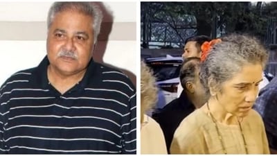 Madhu Shah was seen accompanied by friends and family members at the prayer meet. Madhu Shah was seen accompanied by friends and family members at the prayer meet.