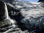 A drone view showing water from melting ice amid climate change in Switzerland on September 3. (Reuters) A drone view showing water from melting ice amid climate change in Switzerland on September 3. (Reuters)