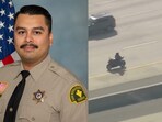 The suspect was caught by cops during a high-speed chase on the Los Angeles 210 Freeway, videos of which have taken over social media. The suspect was caught by cops during a high-speed chase on the Los Angeles 210 Freeway, videos of which have taken over social media.