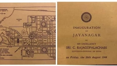Bengaluru South MP Tejasvi Surya shared a vintage 1948 invitation marking the inauguration of Jayanagar. (X/Tejasvi Surya) Bengaluru South MP Tejasvi Surya shared a vintage 1948 invitation marking the inauguration of Jayanagar. (X/Tejasvi Surya)