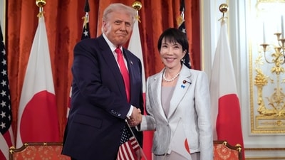 US President Donald Trump, left, and Japan's Prime Minister Sanae Takaichi at Akasaka Palace in Tokyo, Japan, (AP) US President Donald Trump, left, and Japan's Prime Minister Sanae Takaichi at Akasaka Palace in Tokyo, Japan, (AP)