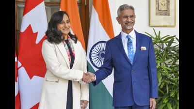 External affairs minister S Jaishankar with his Canadian counterpart, Anita Anand, in New Delhi this month. (PTI) External affairs minister S Jaishankar with his Canadian counterpart, Anita Anand, in New Delhi this month. (PTI)