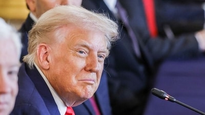 US President Donald Trump, left, during a bilateral meeting with Sanae Takaichi, Japan's prime minister, not pictured, at the Akasaka Palace state guest house in Tokyo, Japan. (Bloomberg) US President Donald Trump, left, during a bilateral meeting with Sanae Takaichi, Japan's prime minister, not pictured, at the Akasaka Palace state guest house in Tokyo, Japan. (Bloomberg)