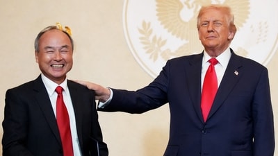 Softbank CEO Masayoshi Son and U.S. President Donald Trump react after the signing of memorandums of understanding during a meeting with business leaders at the U.S. Ambassador's Residence on October 28, 2025 in Tokyo, Japan. Trump is visiting Japan, fresh off an appearance at the ASEAN summit in Malaysia, and will next travel to South Korea for the APEC meetings. Andrew Harnik/Getty Images/AFP (Photo by Andrew Harnik / GETTY IMAGES NORTH AMERICA / Getty Images via AFP) (Getty Images via AFP) Softbank CEO Masayoshi Son and U.S. President Donald Trump react after the signing of memorandums of understanding during a meeting with business leaders at the U.S. Ambassador's Residence on October 28, 2025 in Tokyo, Japan. Trump is visiting Japan, fresh off an appearance at the ASEAN summit in Malaysia, and will next travel to South Korea for the APEC meetings. Andrew Harnik/Getty Images/AFP (Photo by Andrew Harnik / GETTY IMAGES NORTH AMERICA / Getty Images via AFP) (Getty Images via AFP)