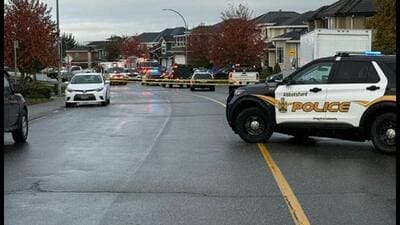 Police secure the location where Darshan Singh Sahsi was shot dead on Monday. (Credit: Abbotsford Police Department) Police secure the location where Darshan Singh Sahsi was shot dead on Monday. (Credit: Abbotsford Police Department)