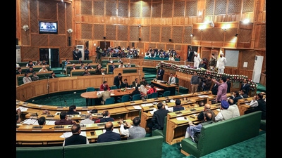 Proceedings underway in the Jammu and Kashmir legislative assembly during the autumn session in Srinagar on Tuesday. (ANI) Proceedings underway in the Jammu and Kashmir legislative assembly during the autumn session in Srinagar on Tuesday. (ANI)