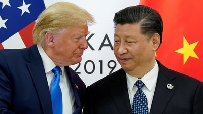 US President Donald Trump meets with China's President Xi Jinping at the start of their bilateral meeting at the G20 leaders summit in Osaka, Japan, June 29, 2019 (REUTERS)