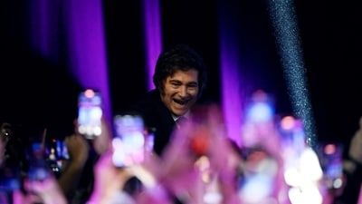 Argentina's President Javier Milei greets supporters in Buenos Aires on Sunday. Argentina's President Javier Milei greets supporters in Buenos Aires on Sunday.