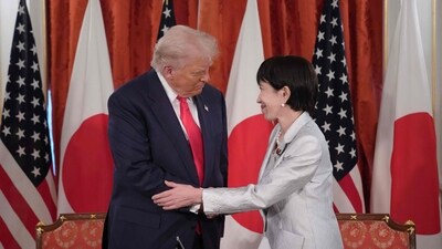 US President Donald Trump (L) and Japanese Prime Minister Sanae Takaichi (R) shake hands after signing documents for a critical minerals/rare earth deal with Japan during a meeting at Akasaka Palace in Tokyo (AFP) US President Donald Trump (L) and Japanese Prime Minister Sanae Takaichi (R) shake hands after signing documents for a critical minerals/rare earth deal with Japan during a meeting at Akasaka Palace in Tokyo (AFP)