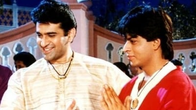 Parmeet Sethi and Shah Rukh Khan in a still from Dilwale Dulhaniya Le Jaenge.