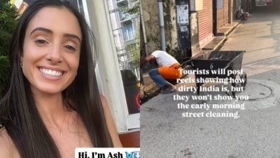 An Aussie woman showed a cleaner side of India, sharing a clip of early street cleaning and criticising tourists who focus only on negative visuals. (Instagram/ashtakesflight) An Aussie woman showed a cleaner side of India, sharing a clip of early street cleaning and criticising tourists who focus only on negative visuals. (Instagram/ashtakesflight)