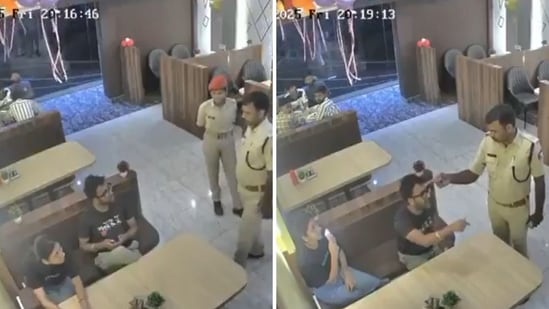 Snippet from a viral video involving a brother-sister duo and Bihar cops. (Screengrab)