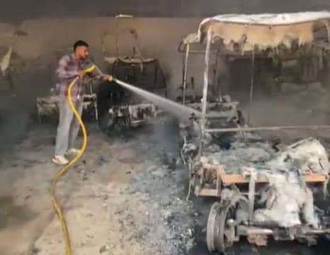 The blaze was brought under control after an hour at Chhatbir zoo on Tuesday. (Sant Arora/HT)