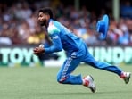 Shreyas Iyer taking a catch during the third ODI match between Australia and India at the Sydney Cricket Ground in Sydney