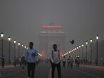 A layer of smog engulfs the India Gate, deteriorating air quality during the evening hours, on Wednesday October 29, 2025, in New Delhi, 