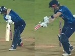 Amy jones and Heather Knight getting bowled by Marizanne Kapp