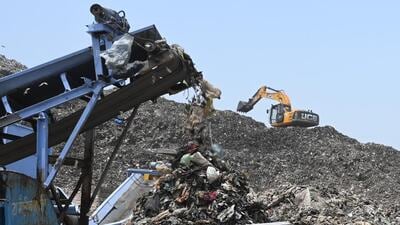 A waste treatment plant at Bandhwari in Gurugram. (Parveen Kumar/HT)