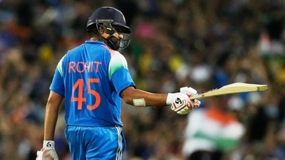 India's Rohit Sharma celebrates his century against Australia in the third ODI in Sydney, Australia (AP) India's Rohit Sharma celebrates his century against Australia in the third ODI in Sydney, Australia (AP)