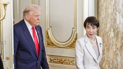 Japan's Prime Minister Sanae Takaichi (R) and US President Donald Trump attend a Japan-US Summit at the Akasaka State Guest House. (AFP) Japan's Prime Minister Sanae Takaichi (R) and US President Donald Trump attend a Japan-US Summit at the Akasaka State Guest House. (AFP)