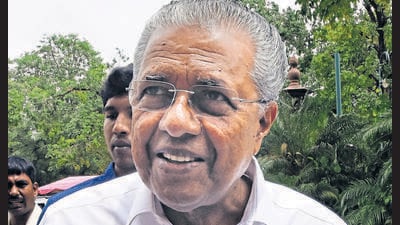 Kerala chief minister Pinarayi Vijayan did not answer questions on why the state government chose to review the scheme after signing the MoU. (HT PHOTO) Kerala chief minister Pinarayi Vijayan did not answer questions on why the state government chose to review the scheme after signing the MoU. (HT PHOTO)