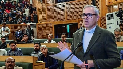 Jammu and Kashmir chief minister Omar Abdullah in the Jammu and Kashmir Legislative Assembly during the autumn session, in Srinagar. (ANI) Jammu and Kashmir chief minister Omar Abdullah in the Jammu and Kashmir Legislative Assembly during the autumn session, in Srinagar. (ANI)