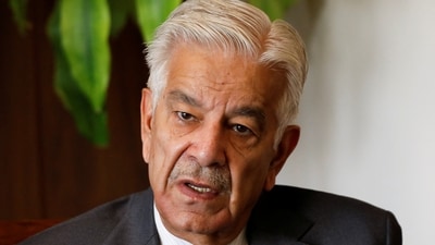 Pakistan's Defence Minister Khawaja Muhammad Asif speaks during an interview with Reuters in Islamabad, Pakistan (REUTERS)
