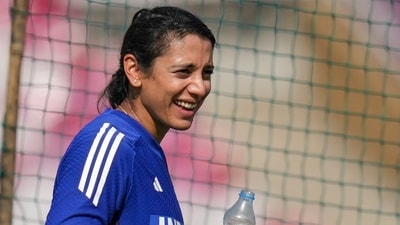 Smriti Mandhana during a practice session ahead of the ICC Women's World Cup semifinal. (PTI) Smriti Mandhana during a practice session ahead of the ICC Women's World Cup semifinal. (PTI)