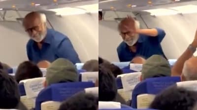 Rajinikanth greeted fans on a flight to Goa recently, a video of which is circulating online. Rajinikanth greeted fans on a flight to Goa recently, a video of which is circulating online.